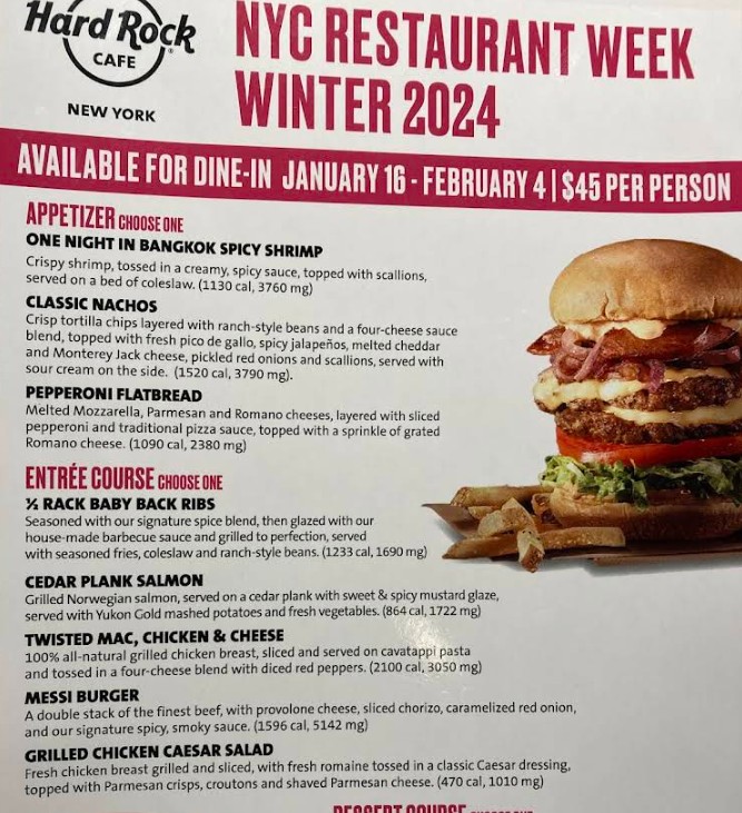 Enjoy the Hard Rock Cafe Restaurant Menu Times Square, New York Burgers ...